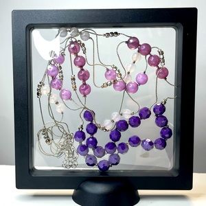 Purple Beaded Layered Extra Long Necklace